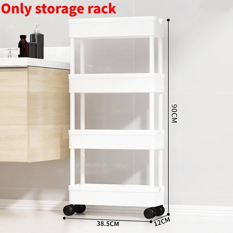 Minimalistyczny Plastikowy 4-poziomowy Wąski Wózek do Przechowywania do Organizacji Łazienki, Kuchni i Szafy