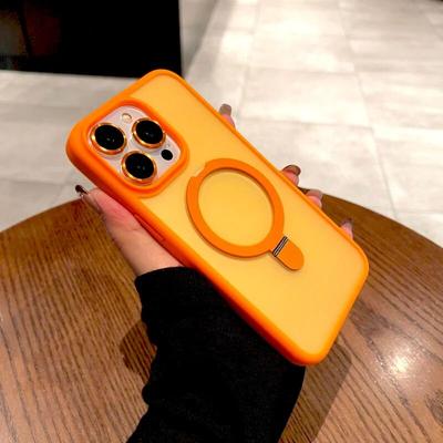Luxury Matte Mag Safe Case For iPhone 15 14 13 12 11 Pro Max Plus 15Pro 14Pro ProMax For Magsafe Charge Armor Stand Holder Cover