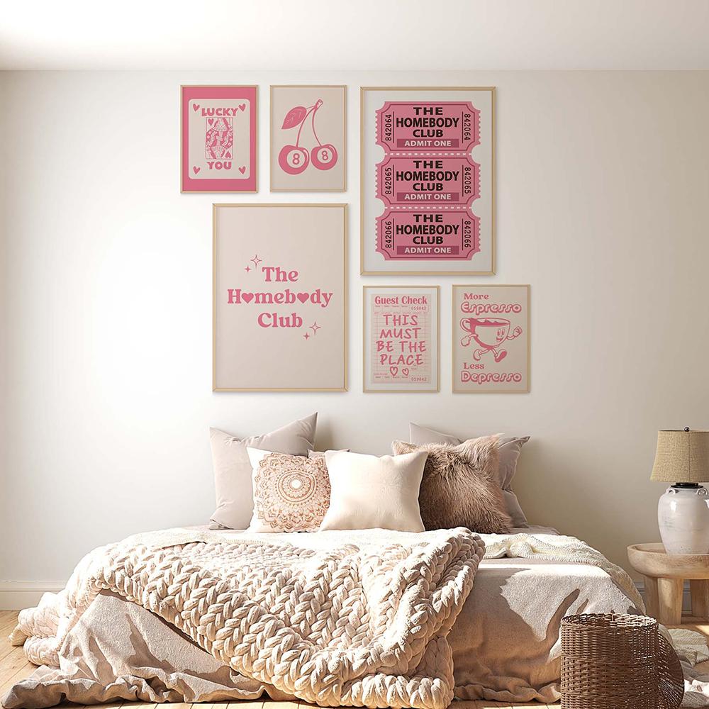 The Homebody Club Print Minimalist Heart Poster Ticket Trendy Living Room Decor Quote Aesthetic Apartment Wall Art Pictures