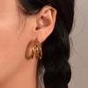 Trendy Gold-Plated Triple C-Shaped Titanium Steel Earrings