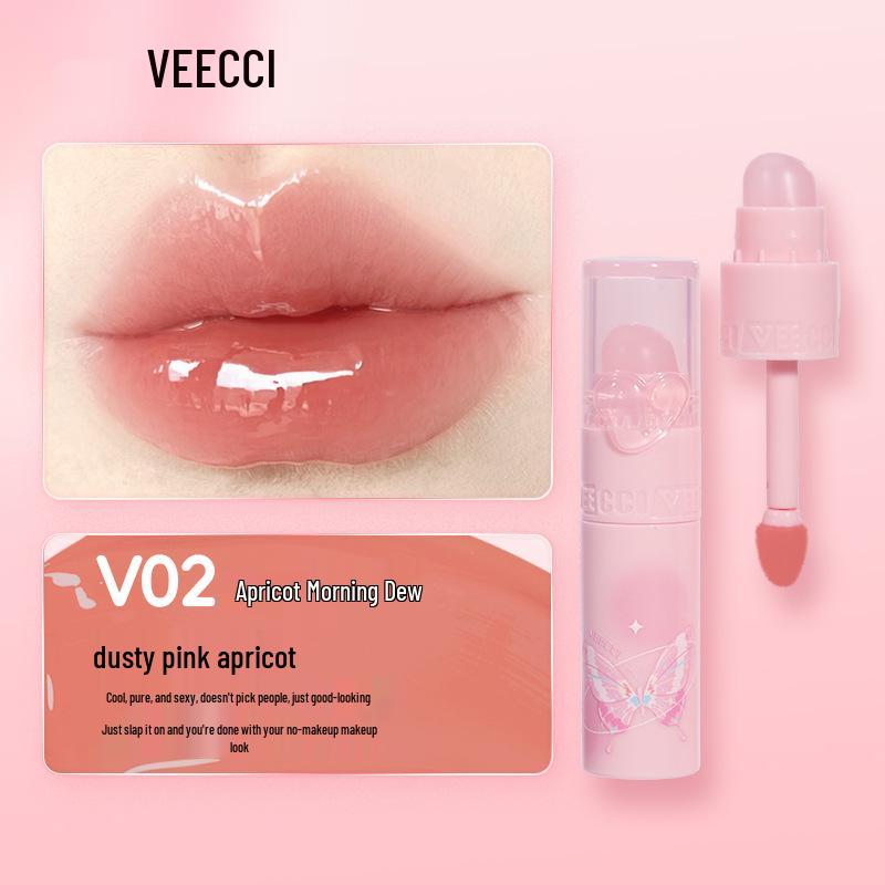 

VEECCI Clear Bobo Lip Glaze: Long-lasting, Non-Transfer Double-Ended Lip Gloss. 2g