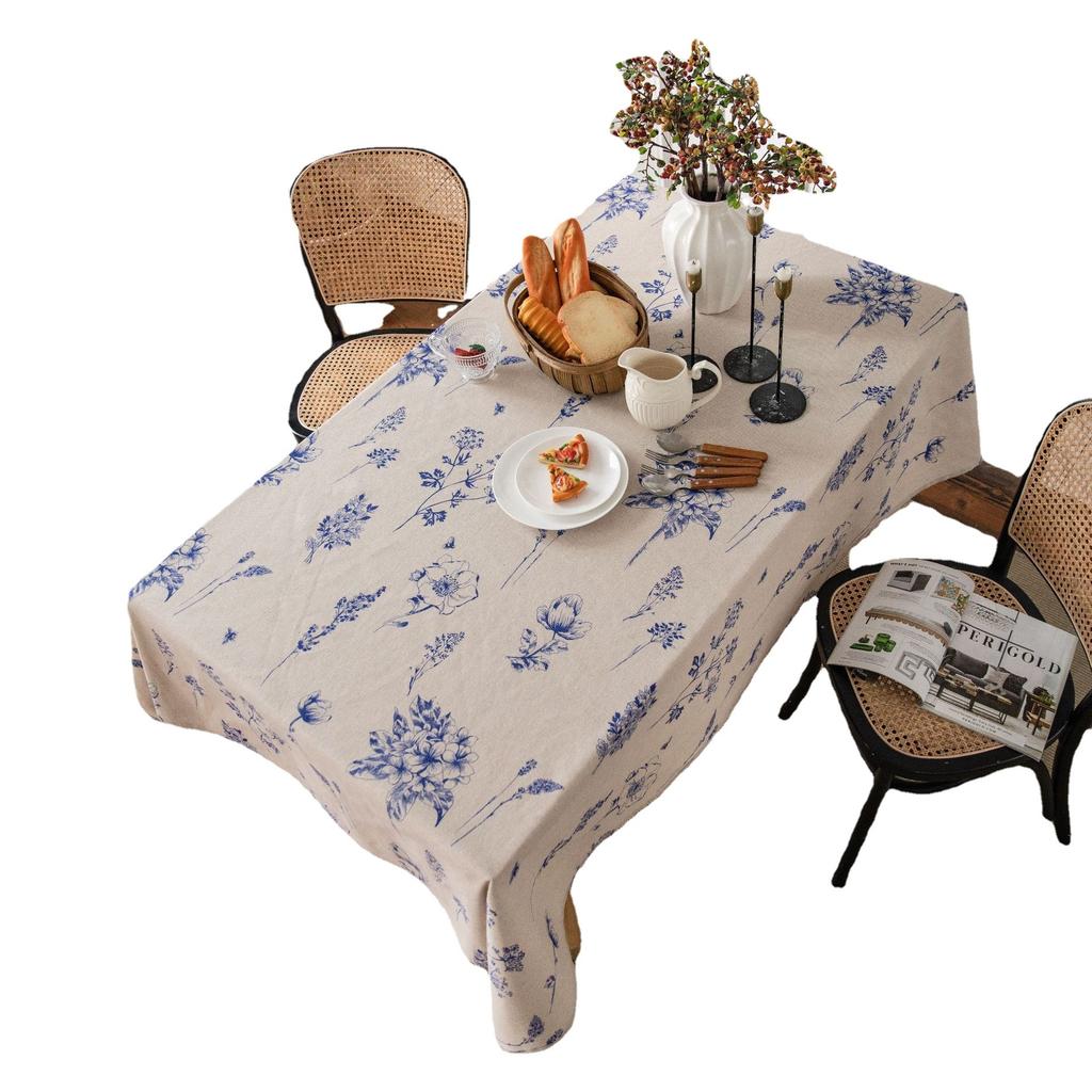 Table Cloth Honeybee Flower Print Sketch Dining Table Cloth Cotton Linen Rectangle Cover Table Tablecloth