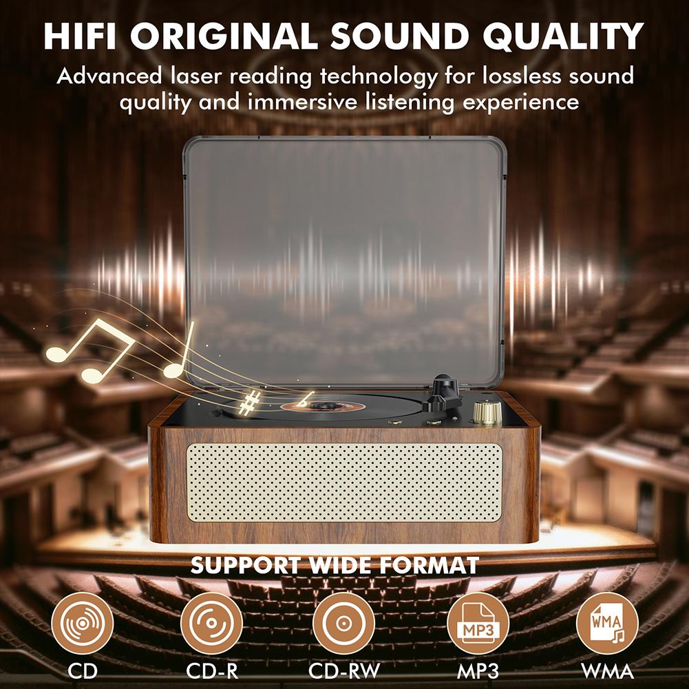 Portable Retro CD Player Rechargeable Wireless Bluetooth-Compatible 3.5mm AUX Wireless CD Player for Music Lover Birthday Gifts