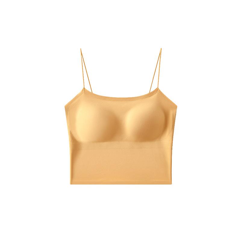Sling Vest Women's Inner Chest Pad Ice Silk One-piece Anti-light and Seamless Tight Body Cover Sub-breasts Sleeveless Vest Base