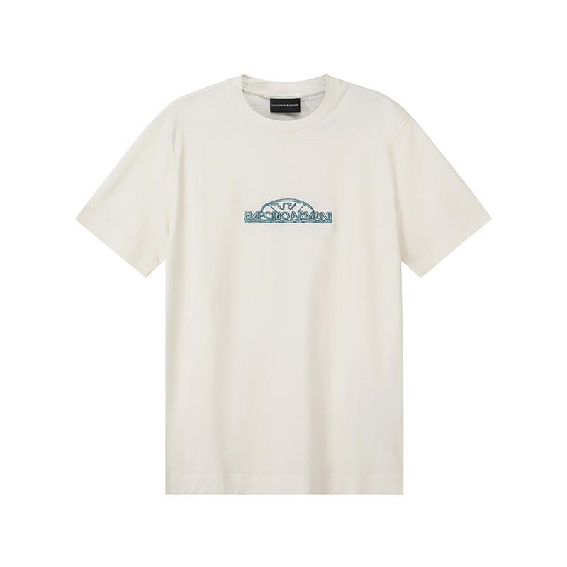 

Emporio Armani SS24 Logo Embroidered Crew Neck Short Sleeve T-Shirt Men tops Vanilla 3D1TG8-1JOCZ-01A1 L