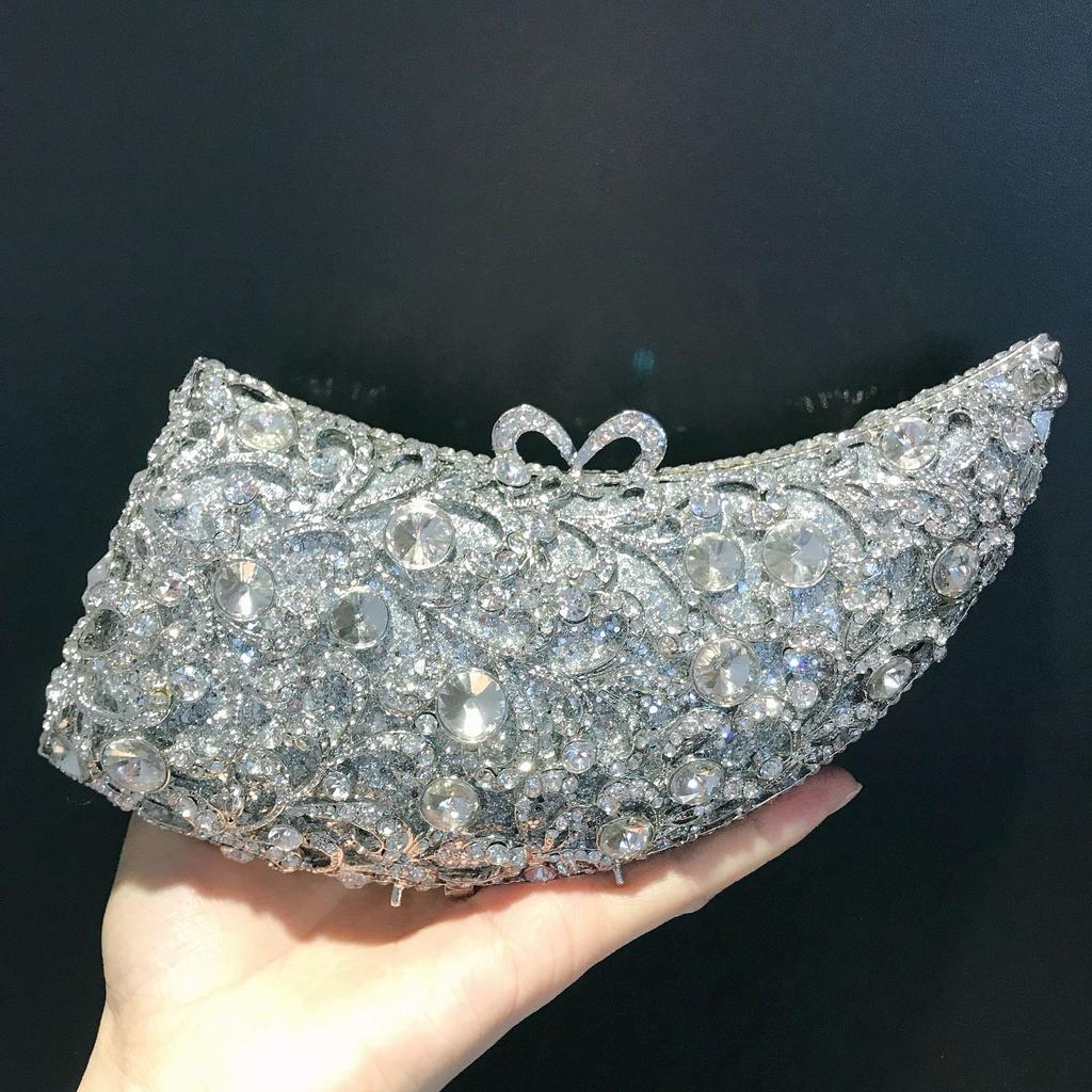 Women Gold Crystal Evening Clutch Bags WHTUOHENG Wedding Corn Party Cocktail Rhinestone Minaudiere Handbags Day Clutches Bags