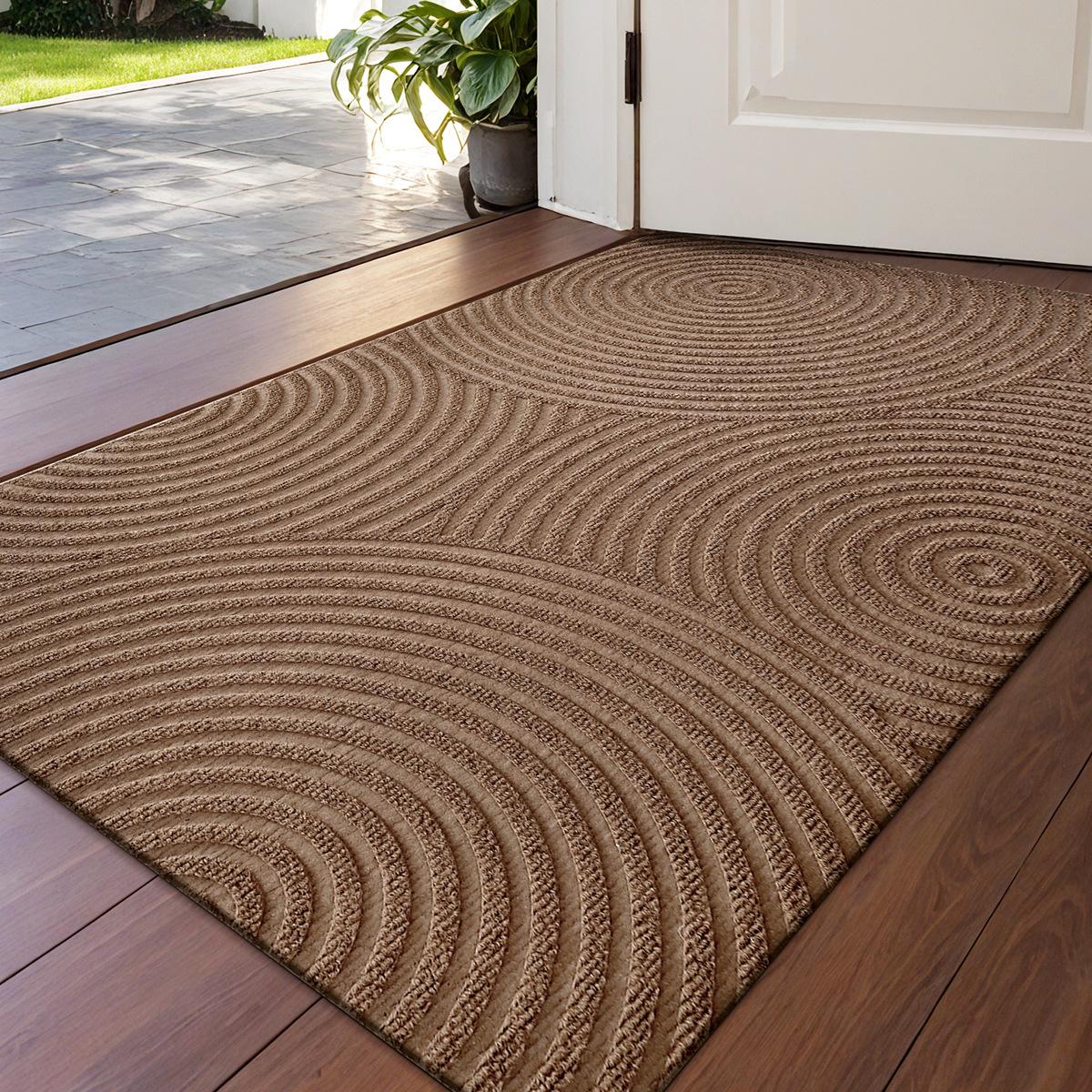 

3D Geometric Scraper Doormat - Heavy Duty Entrance Mat for Home, Anti Slip Rubber Backing, Stops Dirt and Water, Slim Edge 45x75cm
