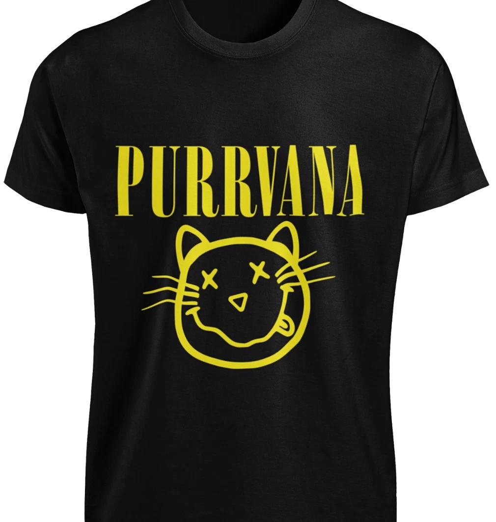 

PURRVANA T-SHIRT S-3XL Funny 90s Gunge Music Retro Smiley Face Cat Vintage TEE 2XL