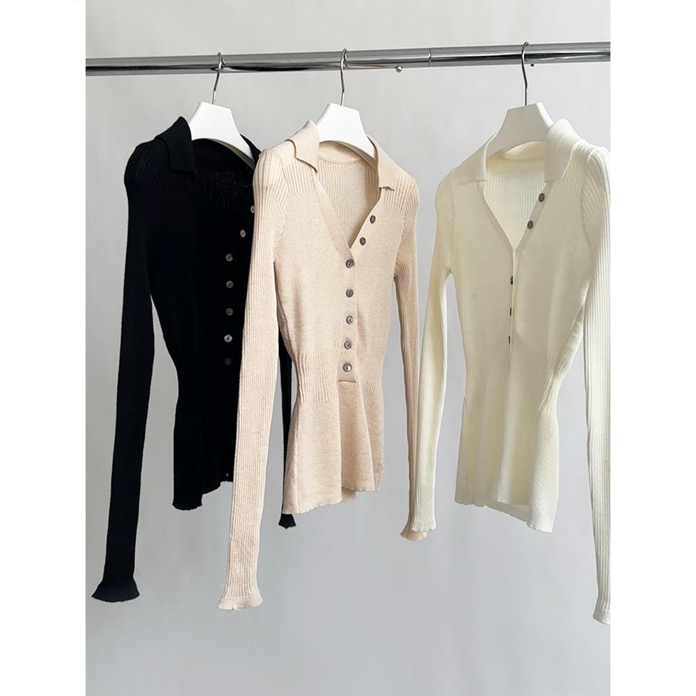 Dorothy Clothing Korean Spring V-Neck Long Sleeve Knit Top for Women