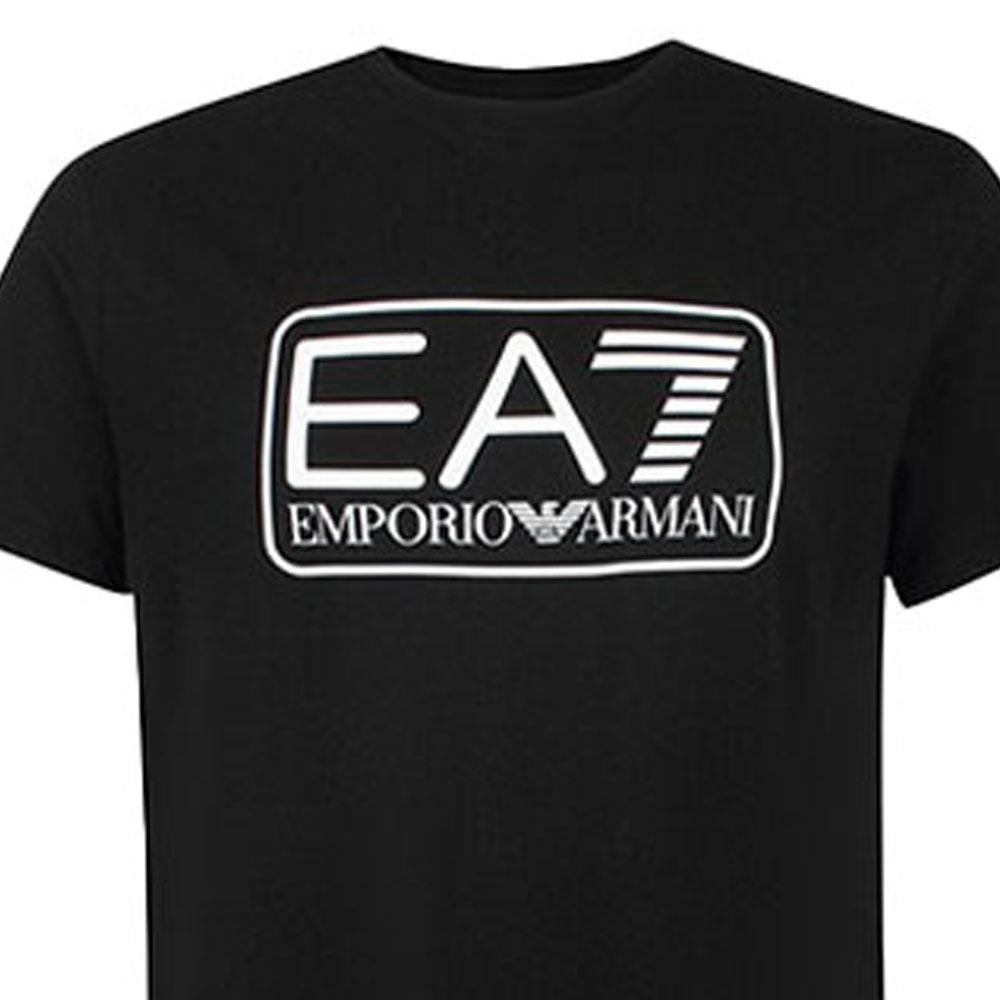 Emporio Armani EA7 Letter And Number Print Crew Neck Casual Short Sleeve T-Shirt Men Tops Black 8NPT10-PJNQZ-1200