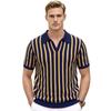 Camisa Polo de Hombre a Rayas con Cuello - Verano Casual de Punto de Manga Corta SJ0158