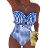 2026 Strappy Swimsuit One Piece Sexy Striped Ruffle Swimwear Women Bathers Bathing Swimming Swim Suit Padded Beachwear Summer