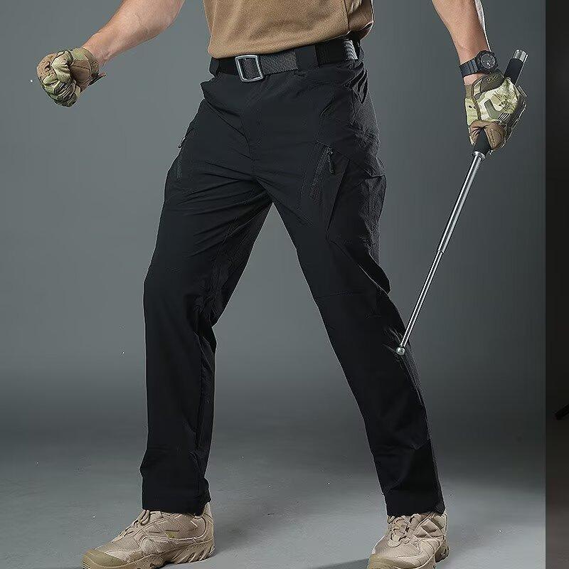 Summer Men's New Tactical Trousers Wear-resistant Ruffian Handsome Multi-bag Solid Color Combat Overalls