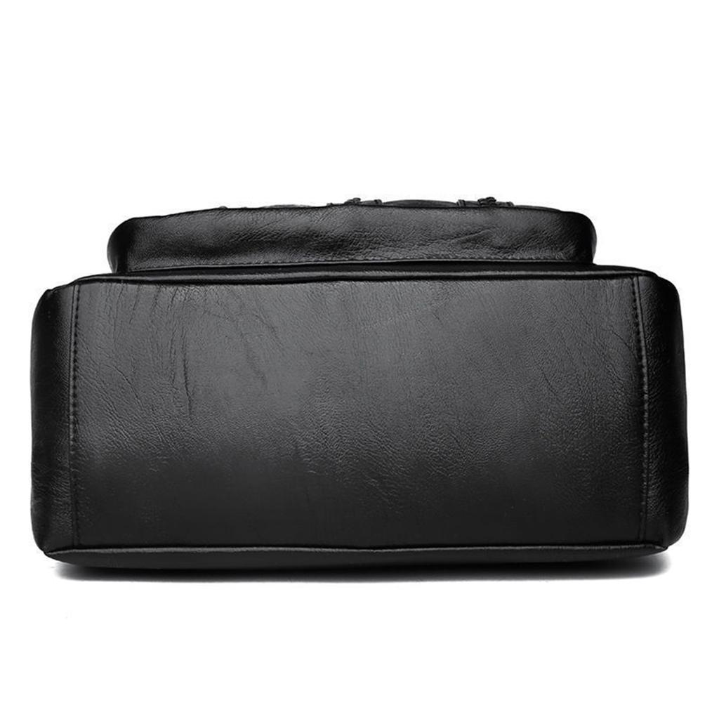 Women Shoulder Bag PU Leather Multi Zipper Pocket Adjustable Strap Purses Lady Casual Crossbody Bag