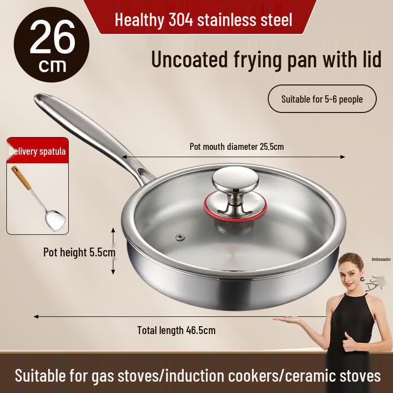 Wutuo 26cm 304 Stainless Steel Induction Frying Pan