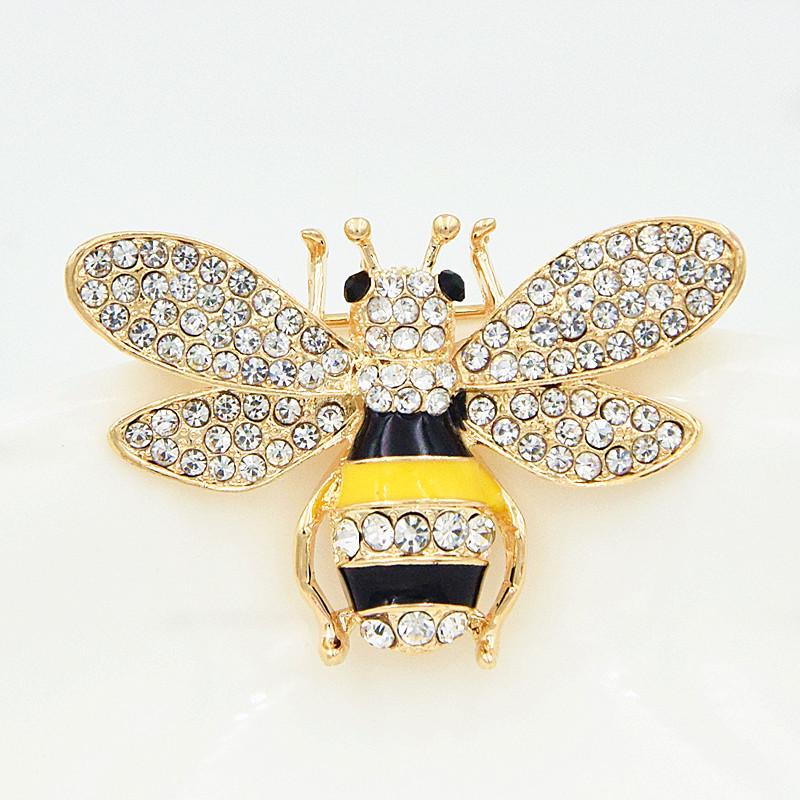 Yellow Rhinestone Bee Brooch - Cute Lapel Pin Bestseller in Clothing Accessories Zhenyao Jewelry