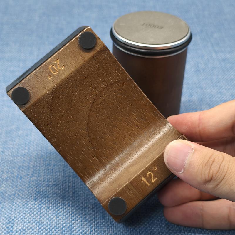 Wooden Magnetic Base Knife Sharpener, 4-Sided, Manual, Medium Grit, No Electricity Needed, for Kitchen Use