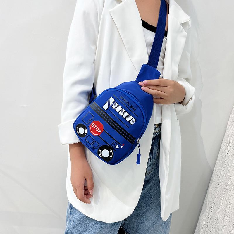 Adorable Kids Car Print Chest Bag Fashionable Summer Nylon Sling Bag