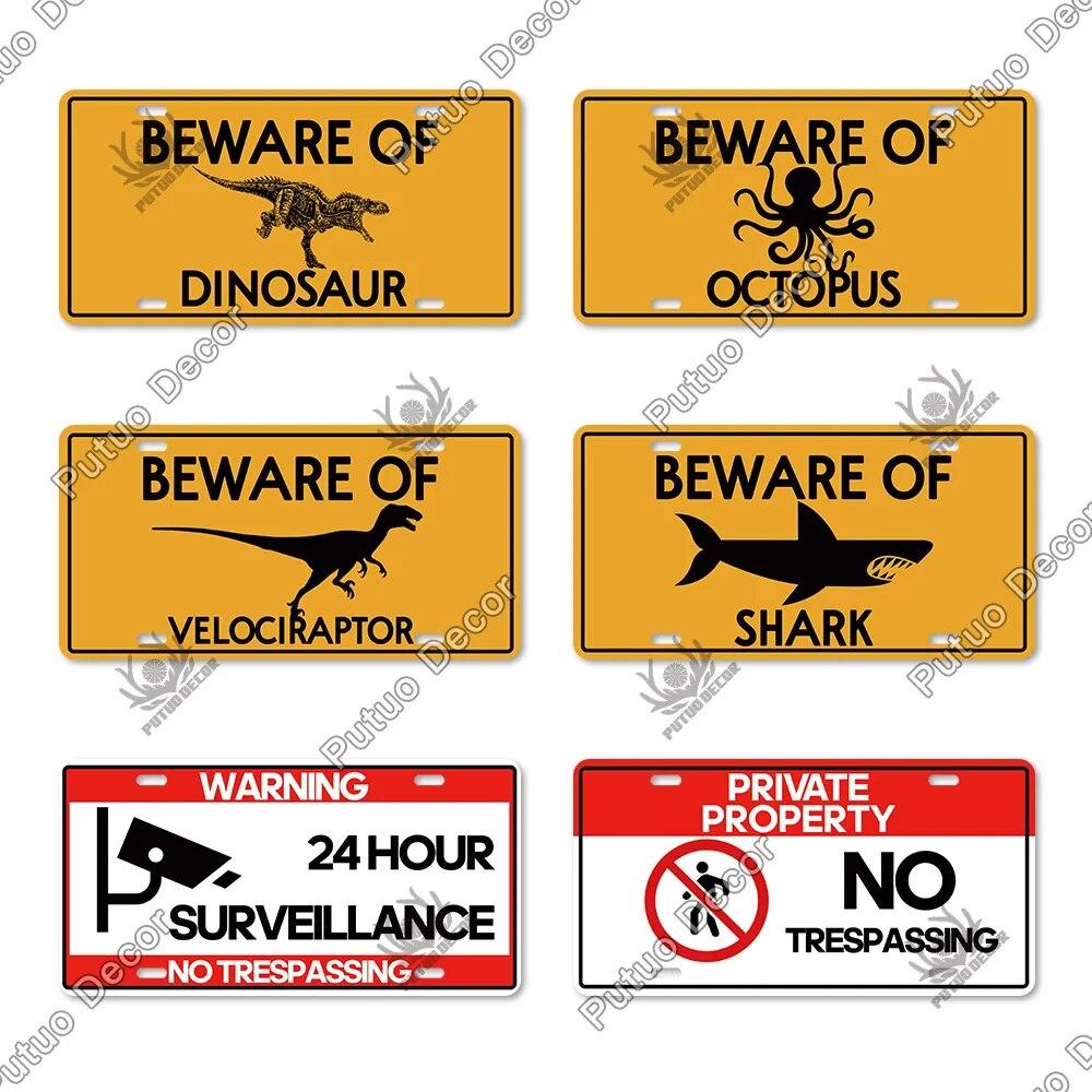 Putuo Decor Warning  Game Zone Tin Sign License Plate Plaque Metal Vintage Poster for Man Cave Pub Club Park Wall Art Decor