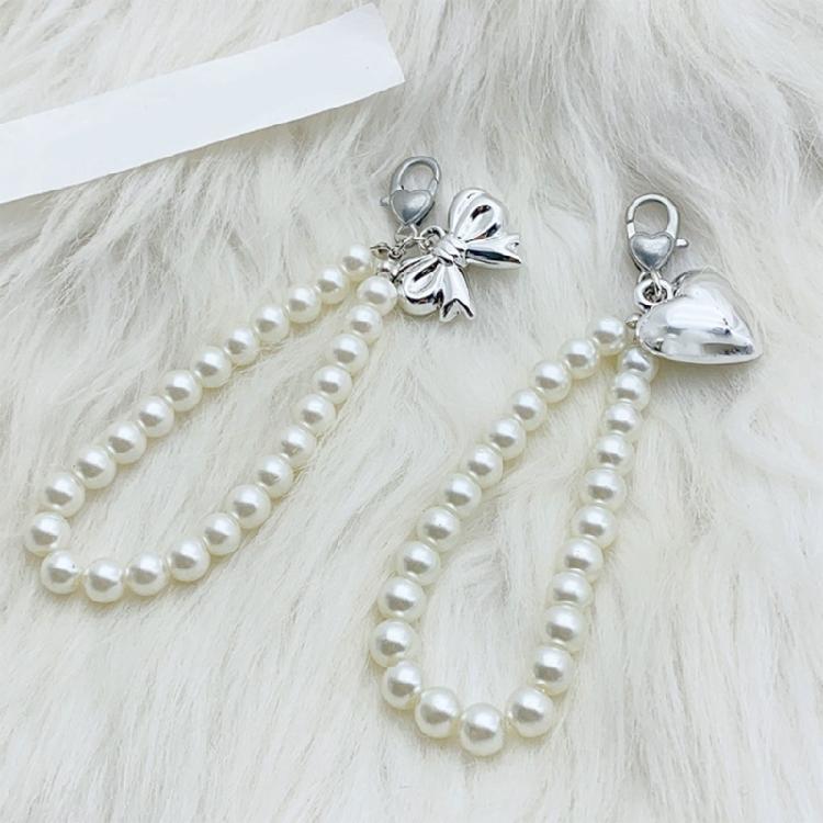 Unique Phone Lanyard Simple Beaded Bowknot/Heart/Key Pendant Key Phone Accessory