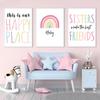 Rainbow Wall Painting with Custom Name, Canvas Poster, Sisters Print, Friends Wall Art, Nursery Nordic Pictures, Baby Girl Room