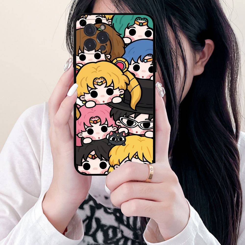 S-Sailors Anime Moon Phone Case For IPhone 17 16 15 14 13 12 Mini 11 Pro Plus Soft Silicone Cover
