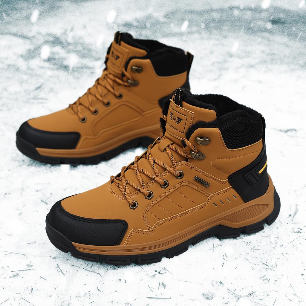TUINANLE Winter Men Boots Fur Warm Snow Boots Men Hiking Shoes Work Ankle Booties Outdoor Men's Sneakers Footwear