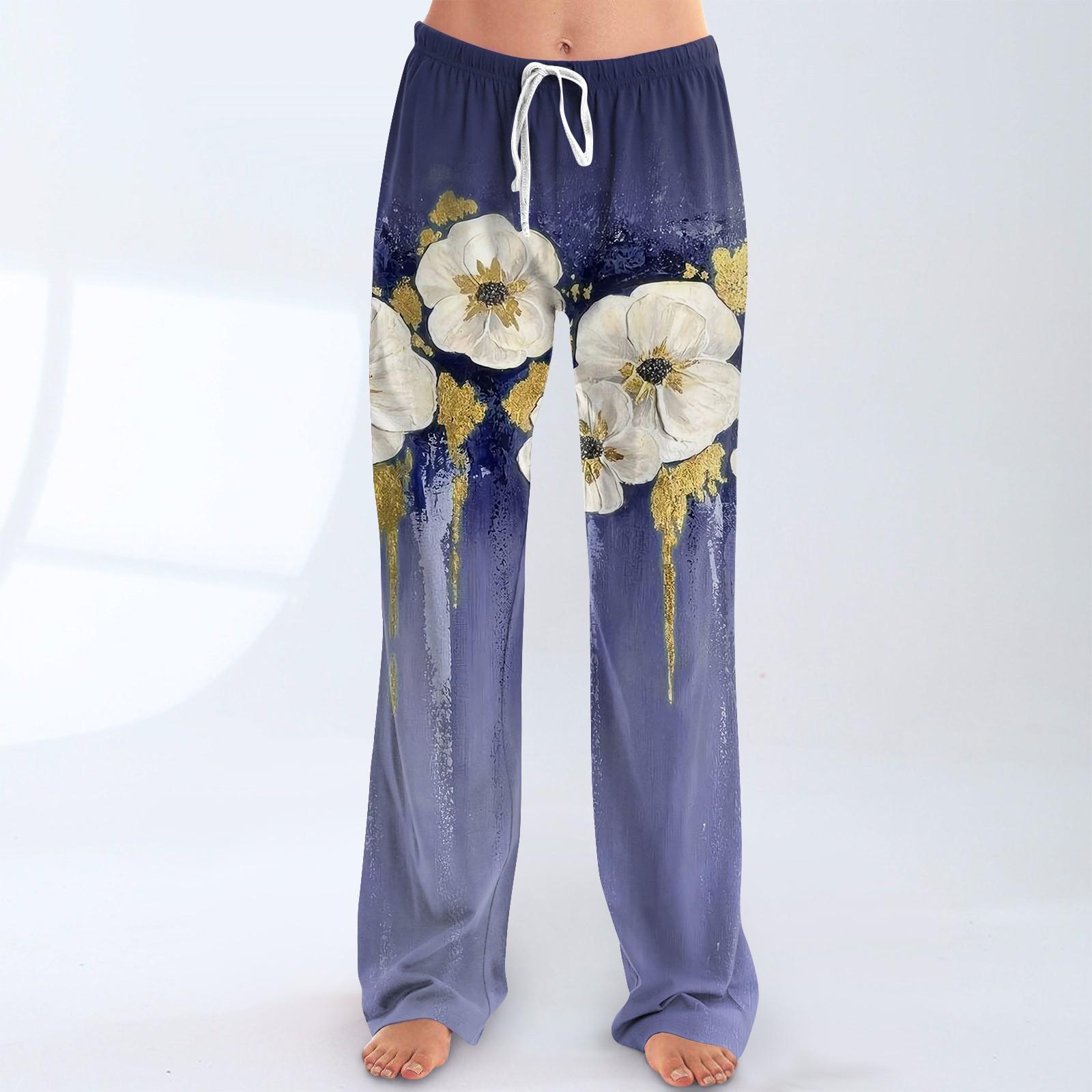 

Женские пижамные штаны, одежда для сна, повседневные брюки с эластичной резинкой на талии, удобные прямые свободные брюки для йоги XXXL