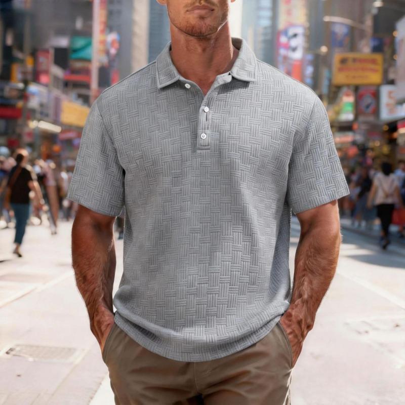Men's Summer Personalized Jacquard POLO Shirt Button Men's Casual Sports Polo Shirt