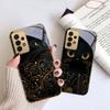 Fantastic Black Cat For Samsung A 01 52S A04 A05S A10 A12 A13 22 23 24 36 42 M02 Note 10 20Ultra 8 9 Golden glass phone case