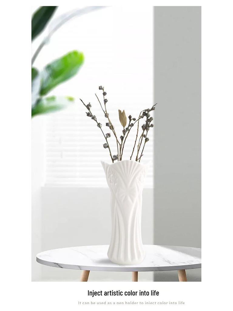 Große Nordic Weiße Keramikvase für Hydroponik & Trockenblumen - Moderne Wohnkultur