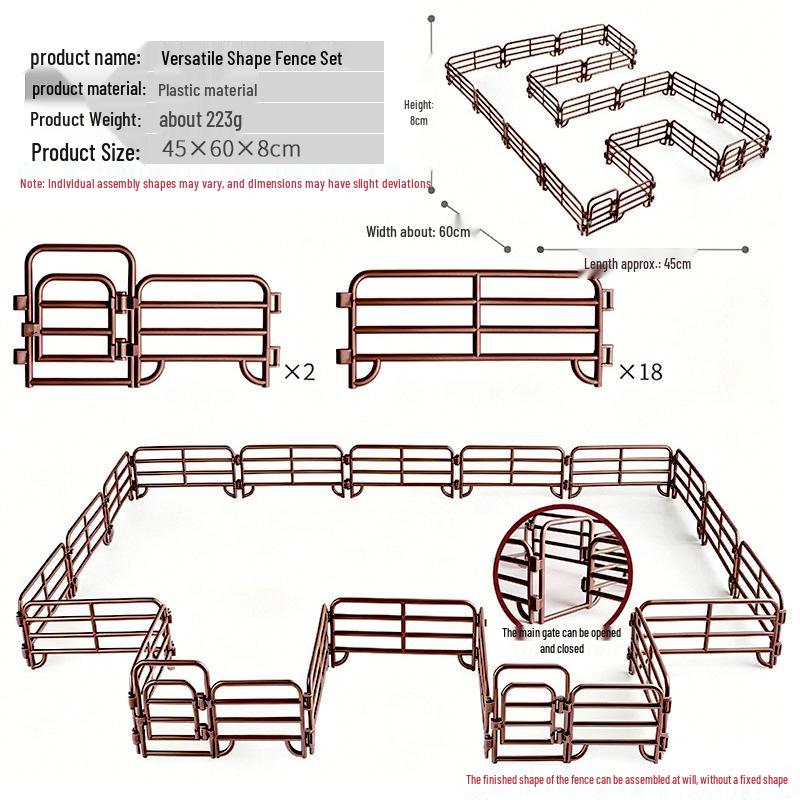 Farm Animal Miniature Set: Horse, Sheep, Cattle, and Pigsty Fences for Kids' Playhouse