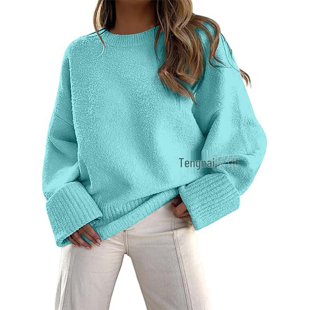 Women's 2026 Long Sleeve Solid Color Round Neck Loose Sweater