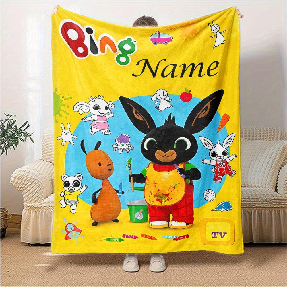 Bing Rabbit And Friends Themed Blanket Personalized Name Soft Warm And Versatile For Sofa Bed Office And Travel Machine Washable Comfortable In All