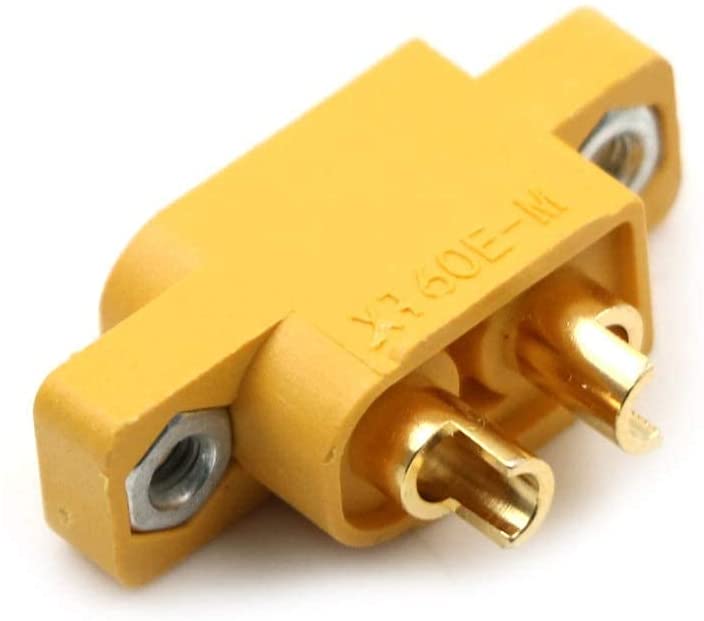 Conectori XT60E-M Masculini – 5 buc | Conexiune Sigură pentru Baterii RC LiPo | Calitate Înaltă pentru Drone, Audio Auto – Plastic Galben