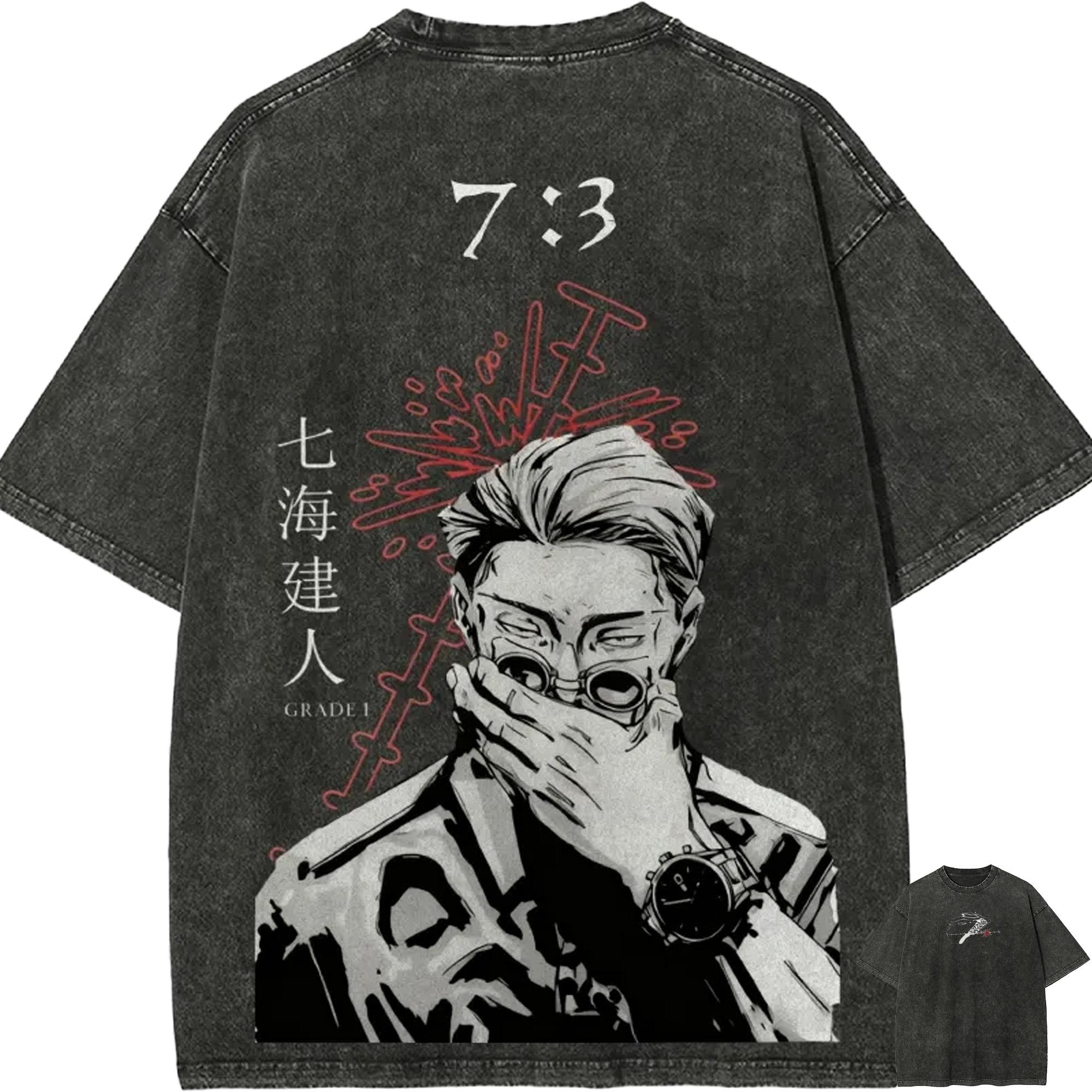 

Kento Nanami T Shirt Men Jujutsu Kaisen Ratio Vintage Acid Wash Streetwear Oversized Retro Japanese Anime Graphic Tees M