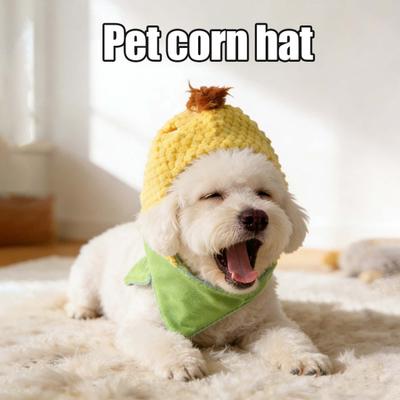 Corn Cob Pet Hat Cute Corn Design Cat Hat with Ear Holes Adjustable Pet Hat for Cats And Small Dogs Party Costume Accessory Photo Prop