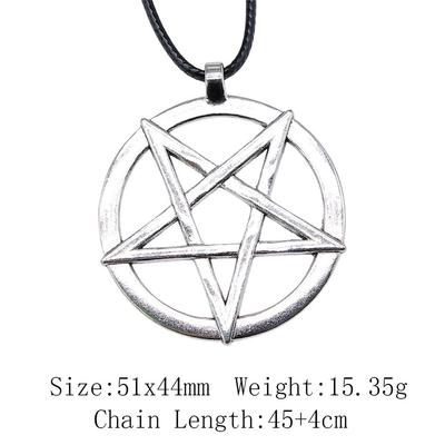 Darčeky na narodeniny Choker Náhrdelník Slnko Mesiac Pentagram Kožená retiazka 45 cm Umelecké potreby Prívesky na krk