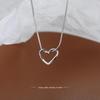 Elegant Hollow Heart Necklace - Japanese & Korean Style Pendant Chain