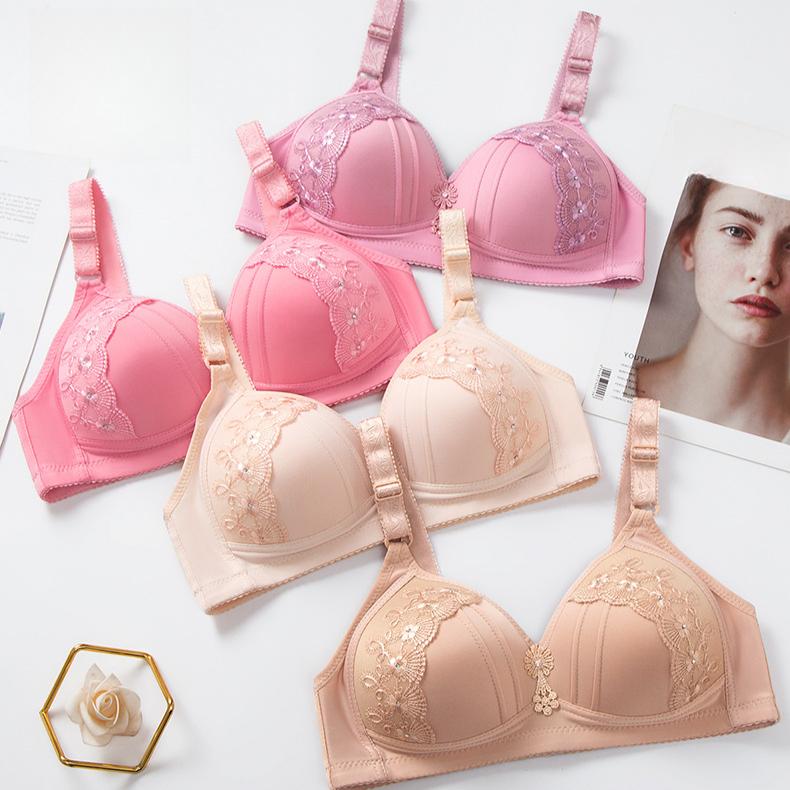 Women's Thin and Oversized Bra Without Steel Rims, Red Bra, Adjustable Side Cinching Accessory Push Up Bra