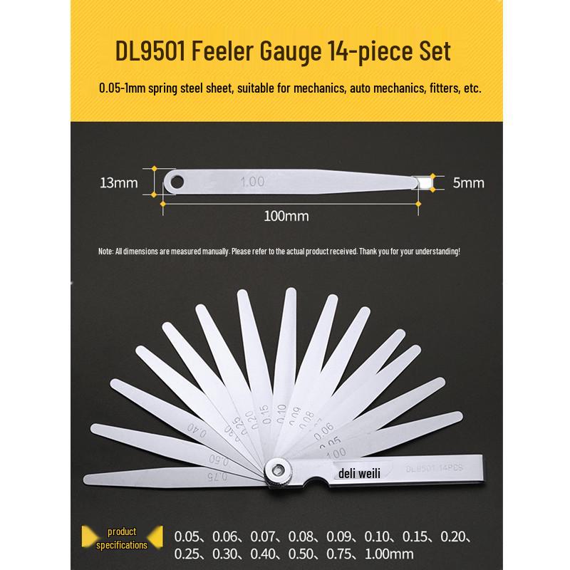 Deli Tools High Precision Feeler Gauge 0.02-1.0mm Thickness Measurement Tool