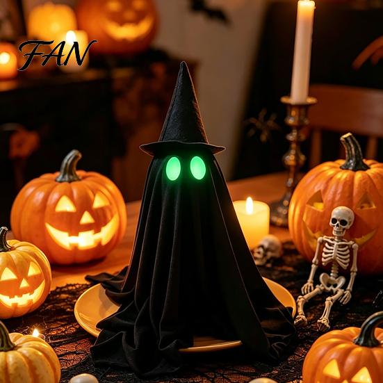 Realistic Spooky Ghost Decor Halloween Decoration, Glow In The Dark Standing Ghost, Party Decorations for Festival Small Black Fabric Tabletop,