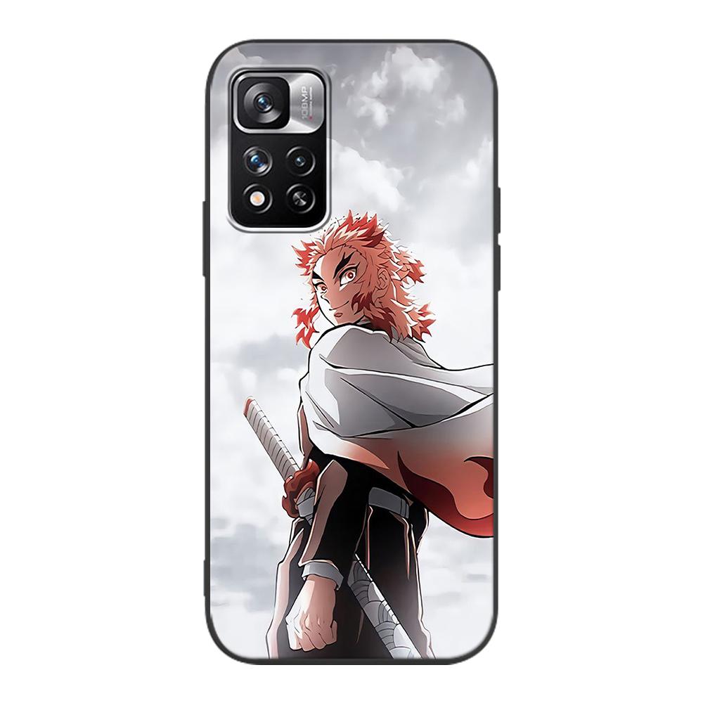 Demon Slayer Case for Xiaomi Redmi Note 9S 9 11 10 8 Pro 9C 9 K40 9A 7 8T 7A 9T Soft Silicone Coque Anime Black Phone Cover Fall