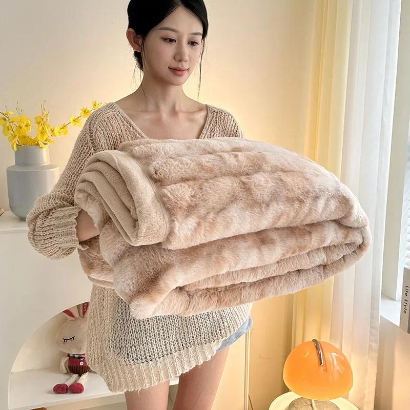 

2024 новый двусторонний плед с принтом тай-дай, персидский флис, римская колонна, плед высокой плотности, плед для сна, утолщенный 70x100cm 1pcs кофейный