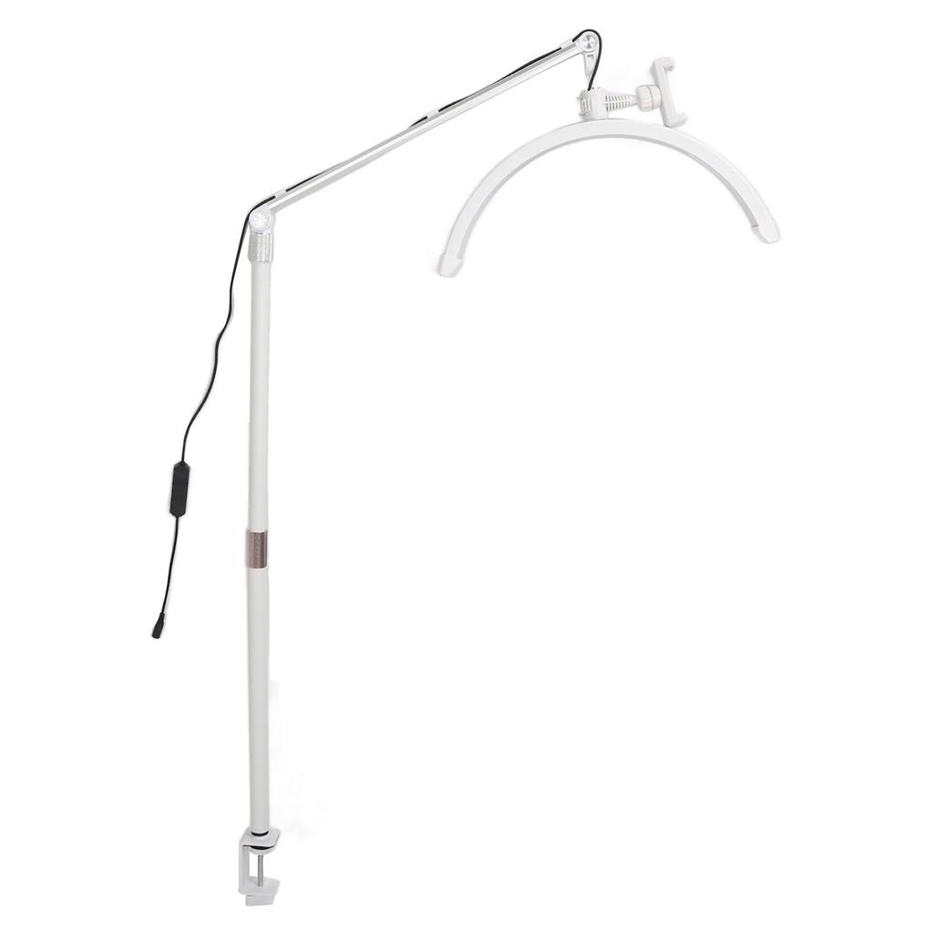 20W 16in LED Half Moon Floor Light 3000K‑6000K 10 Brightness Adjust Height Eyelash Beauty Lamp