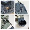 Vintage Washed Denim Chain Underarm Bag Tote Bag