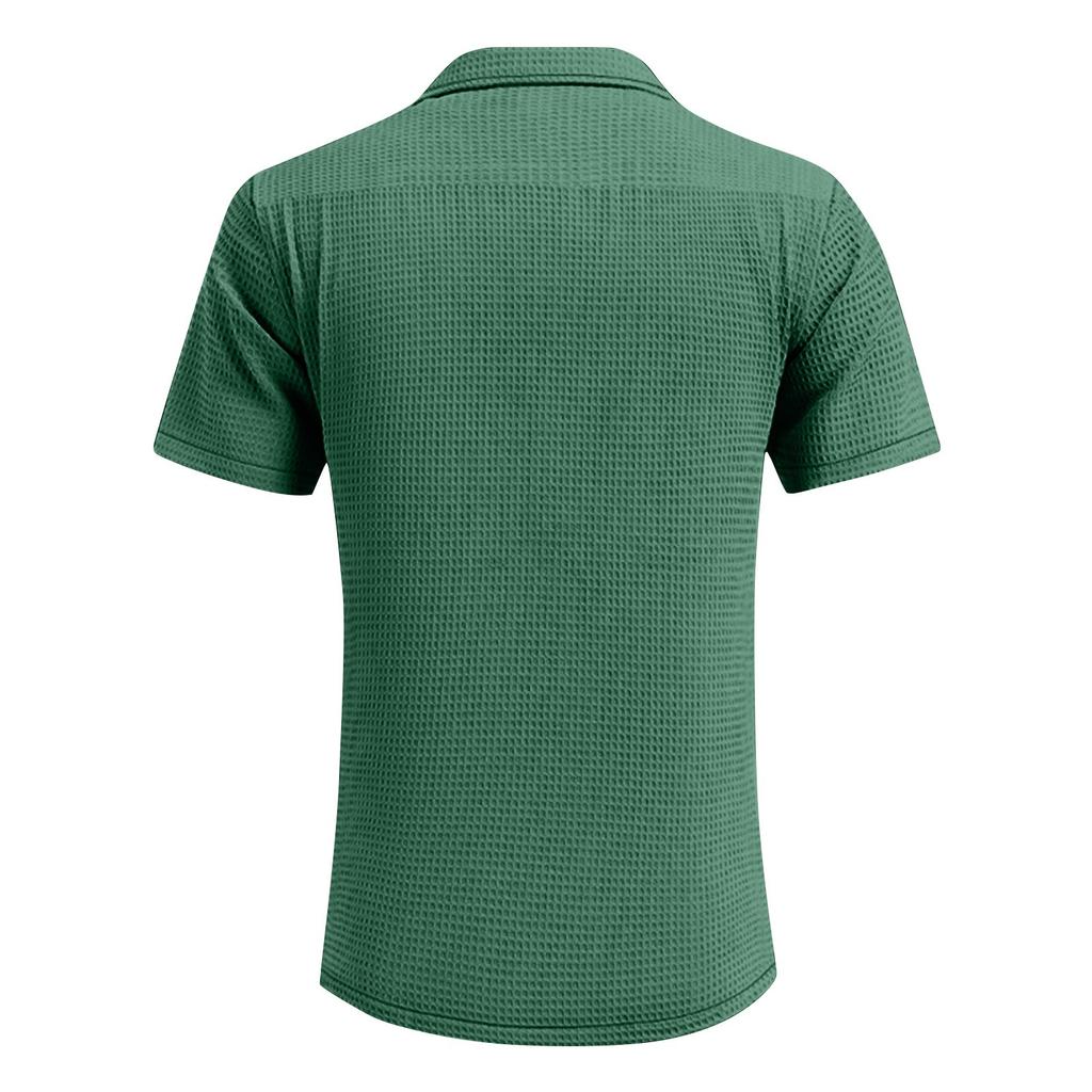 Men's Summer Solid Color Lapel Short-Sleeved Shirt Men's Casual Fashion Short-Sleeved Shirt