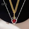 Couple Necklace Cubic Zirconia Heart Matching Necklace Romantic Through The Heart Couple Jewelry for Him Her Valentine's Day Gift
