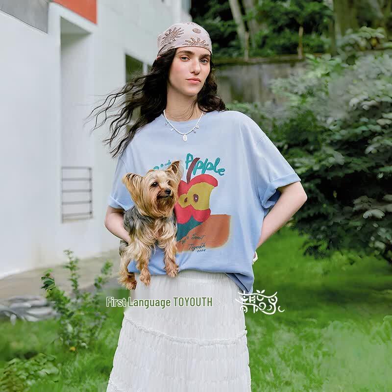 Chuyu Women s Gradient Apple Print T-Shirt XL