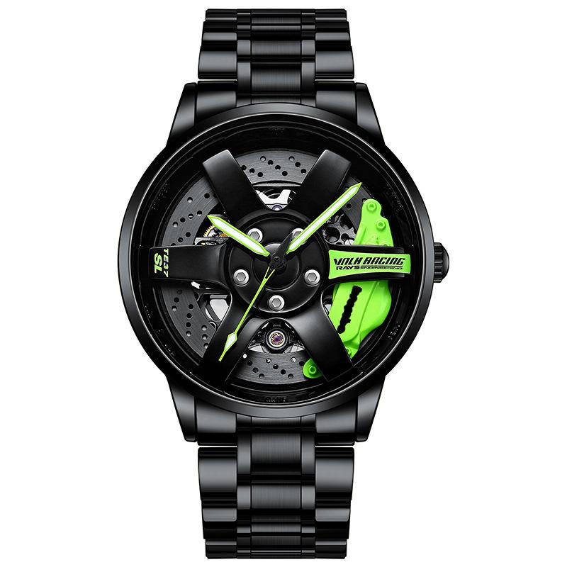 SVJ Genuine TE37 Wheel Hub Watch Трехмерный полый вращающийся стол Стол для модификации автомобиля Водонепроницаемые светящиеся механические мужские часы